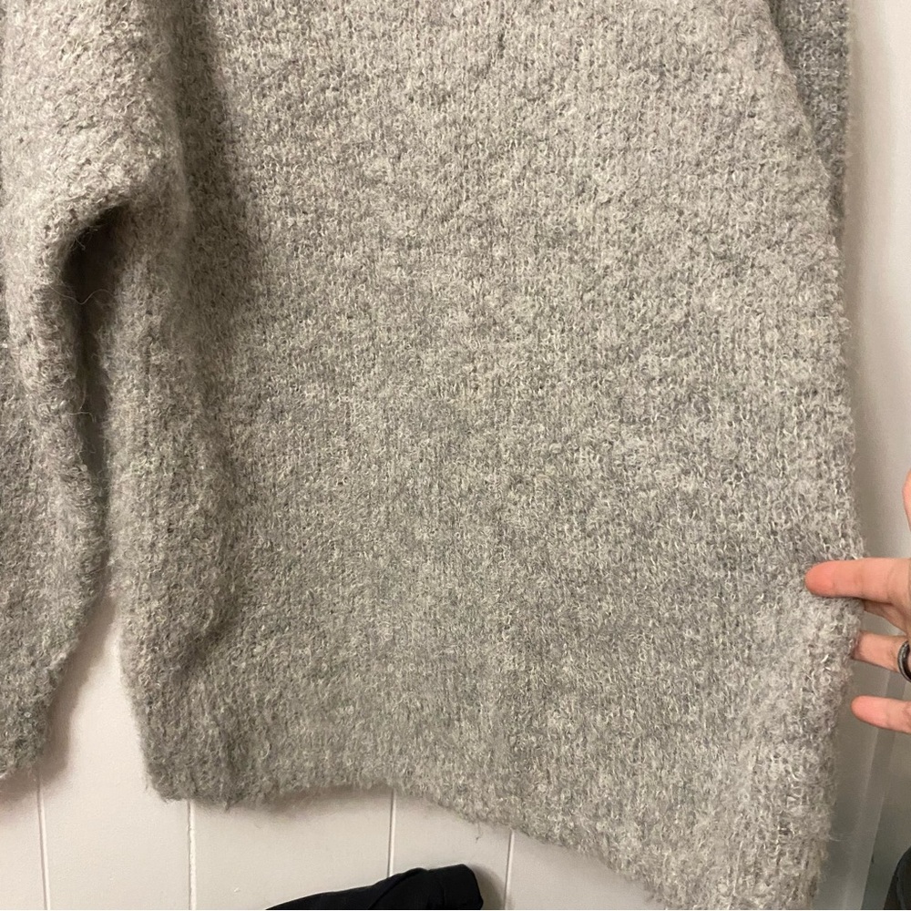 Lauren Manoogian Alpaca Hand Knit V Neck Sweater Grey Loomed Peru Slouchy Boxy - Picture 12 of 16